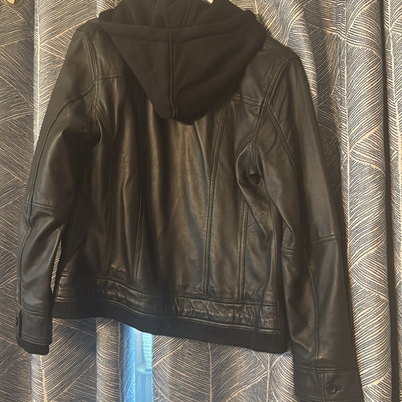 Angel Jackets Tralee Black Bomber Lambskin Leather Jacket with Removable Hood - Picture 7 of 10